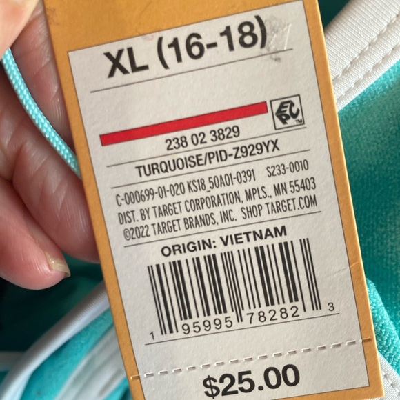 Kona Sol Bandeau Terry Cloth turquoise & White Swim top NWT Size XL - Picture 6 of 7